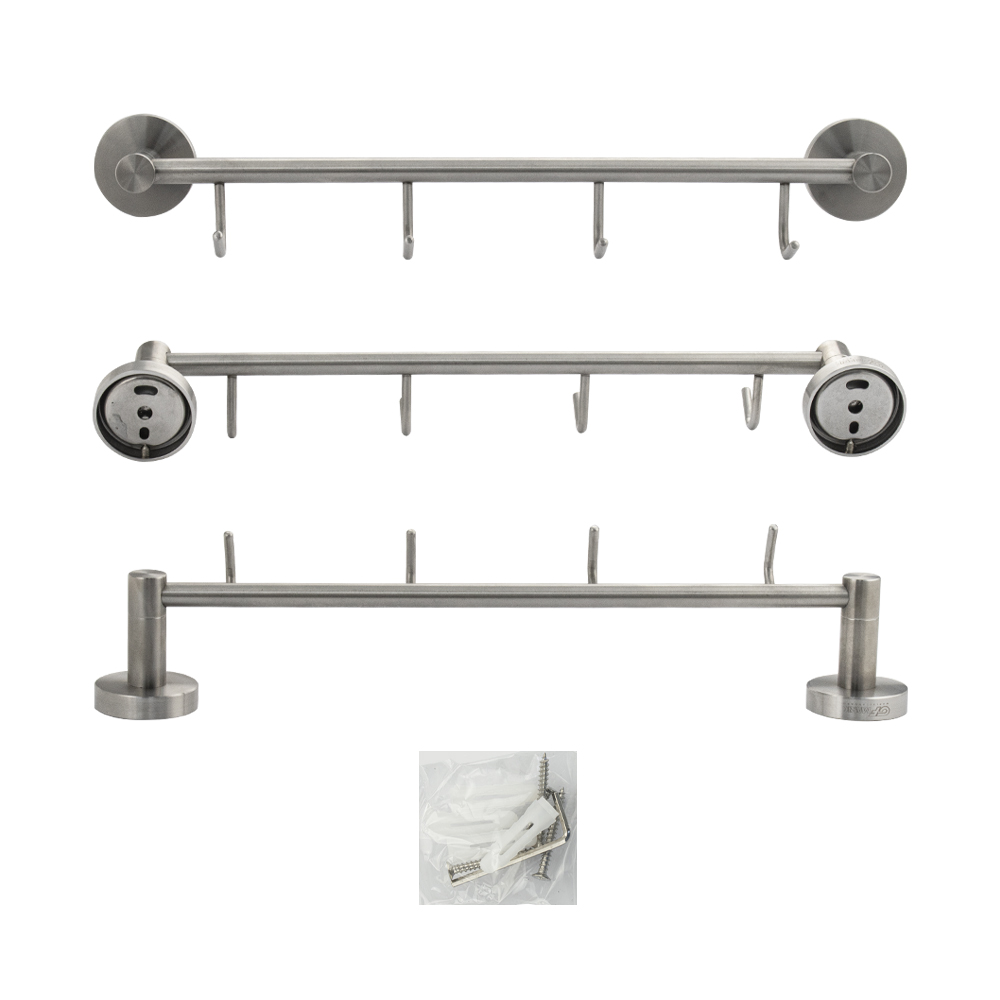 GFmark - Вешалка с четырьмя крючками прямая, из нержавеющей стали, код: 80205  - Вид №4