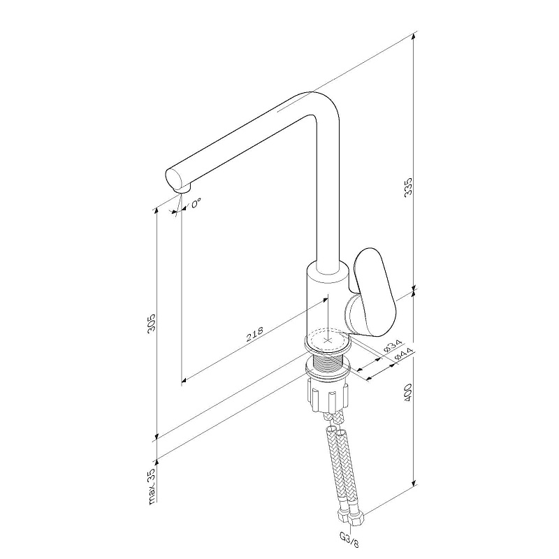 F8005022 смеситель для кухни L-образный излив черный шт. AM.PM Like - Вид №10