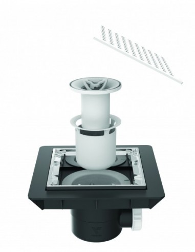 460810 000 00  Напольный трап Quadratto для душевой кабины, регулируемый каркас, облицованный плиткой, декоративная решетка из хромированного металла Valentin Хром  - Вид №2