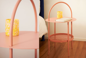 Круглая прикроватная тумбочка из кованого железа