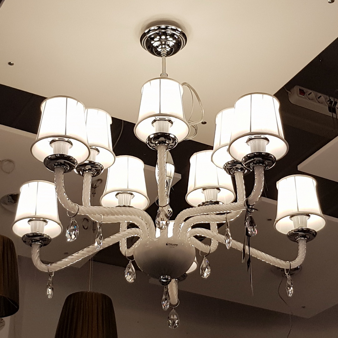 Italamp 346/5+5 cr.bianco/SW strass/C люстра подвесная 75100 - Вид №1