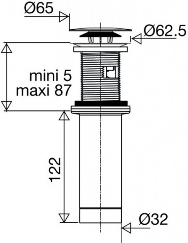 128100 000 00  Универсальный слив с фонарём и вертикальным сифоном, двустворчатый клапан Д. 65 мм, хромированная латунь Valentin Хром  - Вид №3