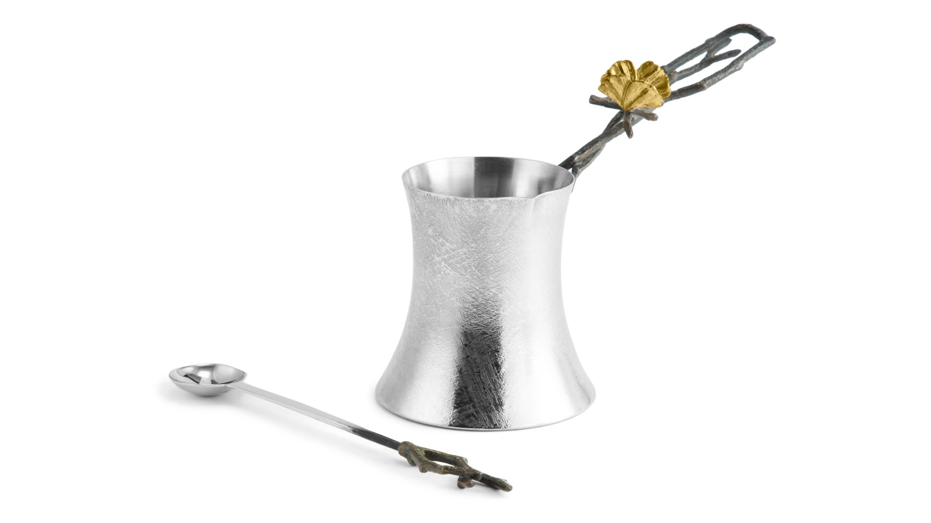 10636987 Michael Aram Набор турка для кофе и ложка Michael Aram Бабочки гинкго 15см, сталь нержавеющая Сталь нержавеющая  - Вид №1