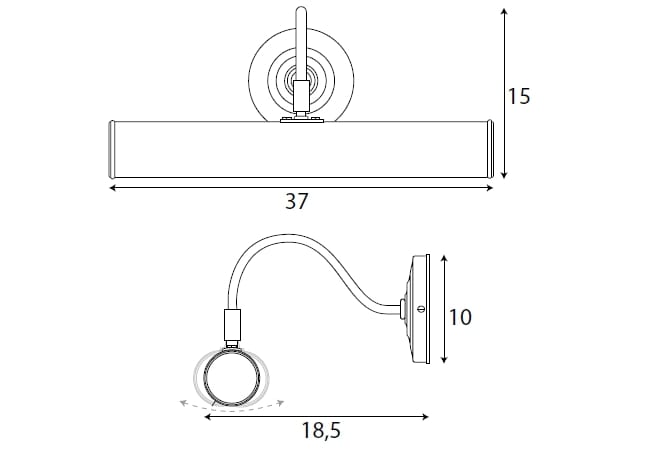 Регулируемая металлическая настенная лампа для ванной комнаты Gaia Mobili Complements ARCH-00129182 - Вид №1