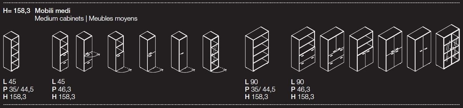 Las Mobili Высокий офисный блок из дерева и стекла с распашными дверями Contenitori universali evo sun-id-1443690 - Вид №11