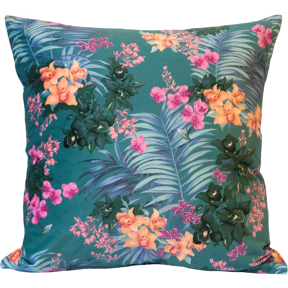 Подушка Seasons Тропики орхидея 40x40 см бархат цвет бирюзовый STLM-2092144
