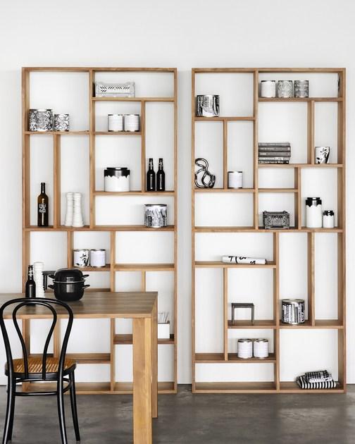 Ethnicraft Открытый двухсторонний книжный шкаф из тика Teak m-rack 14201 - Вид №1