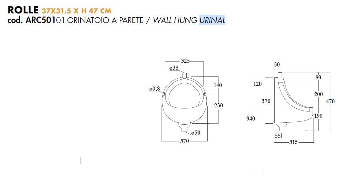 Керамический подвесной писсуар Olympia Ceramica Urinal ARCH-00122868 - Вид №1