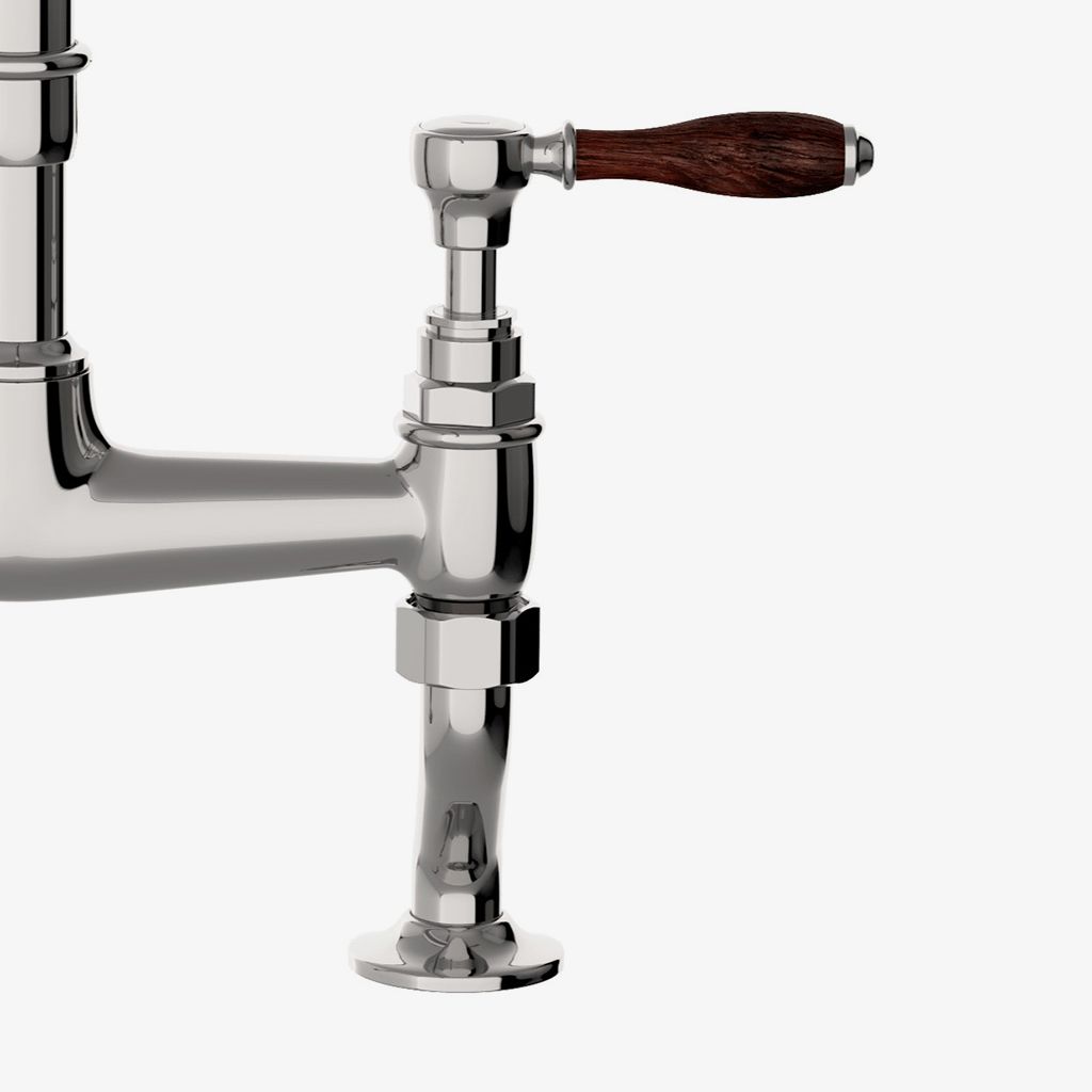 EAKM15 Смеситель для кухни с гусиной шеей Easton Vintage с двумя отверстиями, дубовые ручки Waterworks  - Вид №1