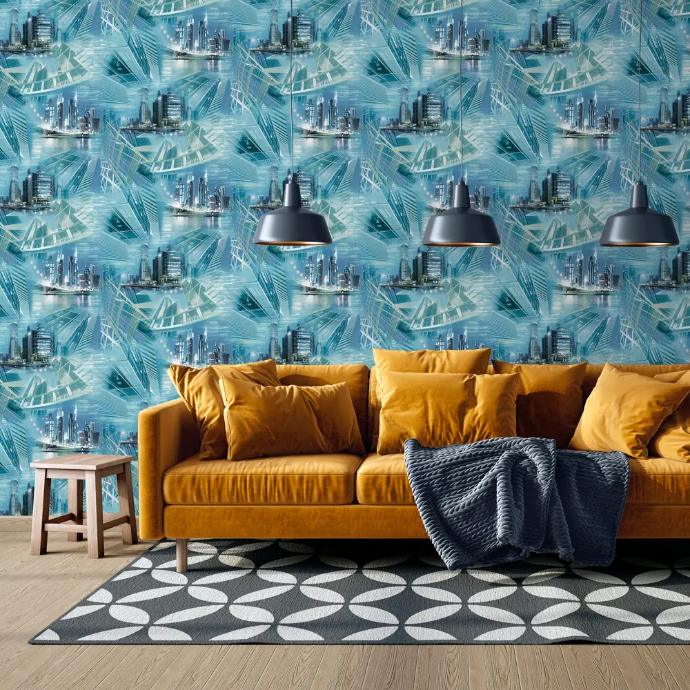 Обои флизелиновые VOG Collection Города синие 1.06 м 168353-01 STLM-2065882 - Вид №2