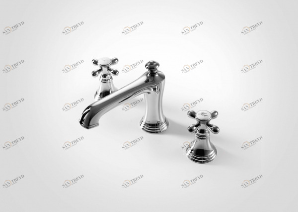 Смеситель для умывальника на три отверстия Zollern Cross Handle F251199CP bravat 