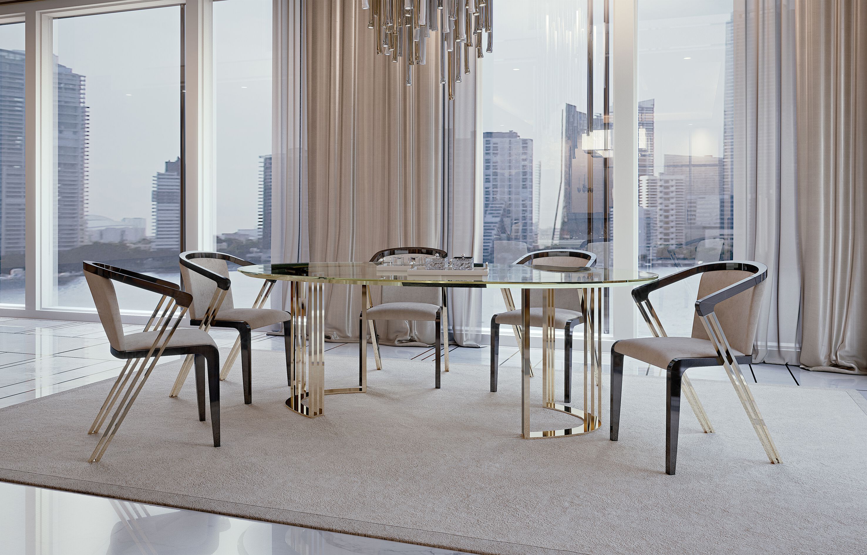 Стеклянный овальный стол Bizzotto Italia Symphony-Infinity ARCH-00148362 - Вид №2