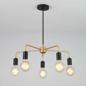 Подвесная люстра Eurosvet Mikko 70053/5 черная/золото EUROSVET MIKKO 187997 Золотой