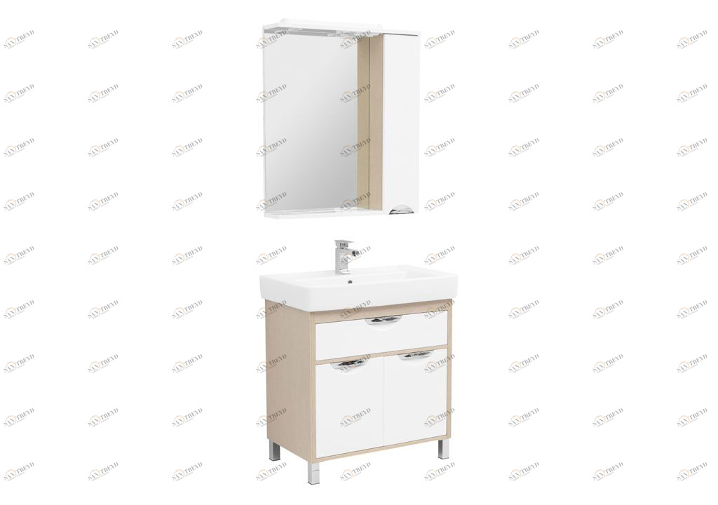 Мебель для ванной Aquanet Гретта 80 New светлый дуб (1 ящик, 2 дверцы) 00239432