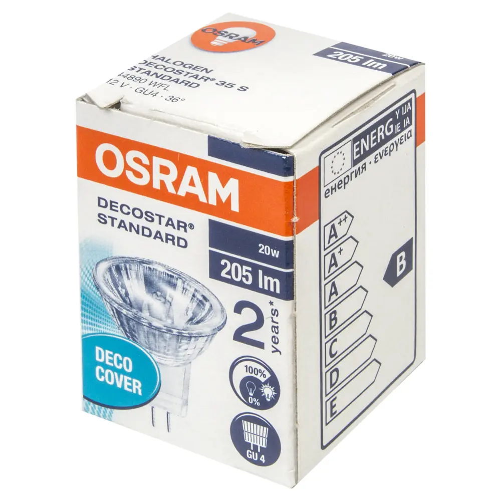 Лампа галогенная Osram спот GU4 20 Вт 12 В свет тёплый белый STLM-2042723 - Вид №1