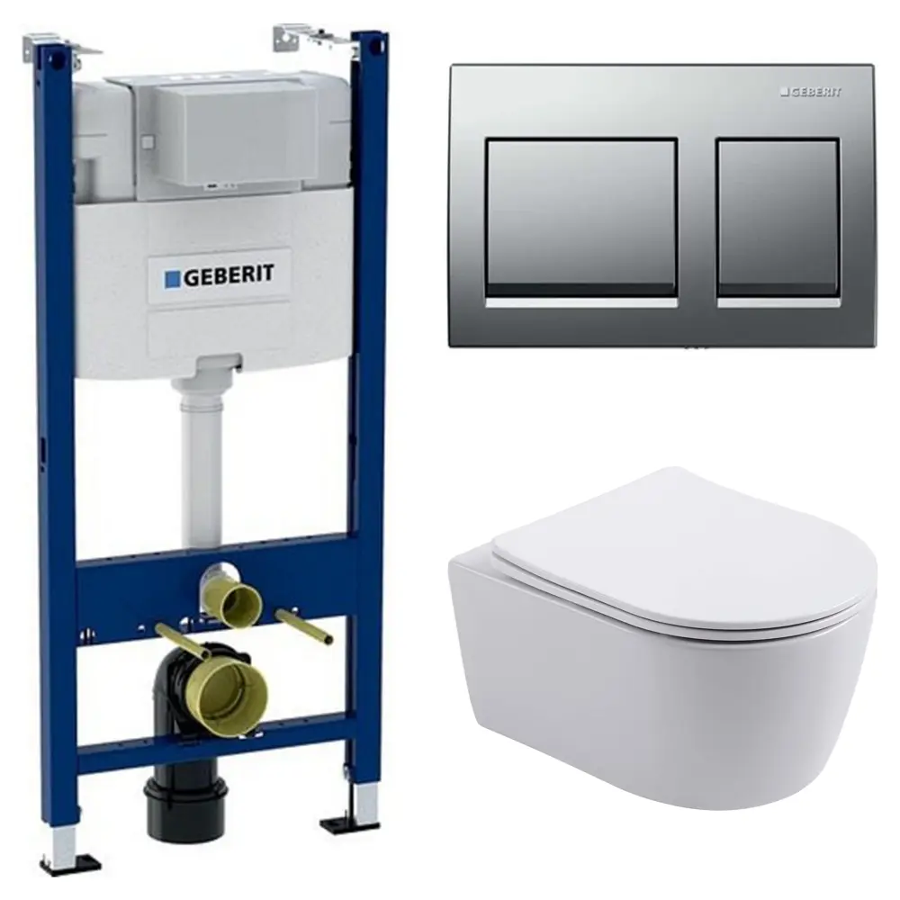 Комплект инсталляции Geberit Alpha с безободковым унитазом Aquatek Европа клавиша Geberit Alpha хром 89445343 STLM-2009129