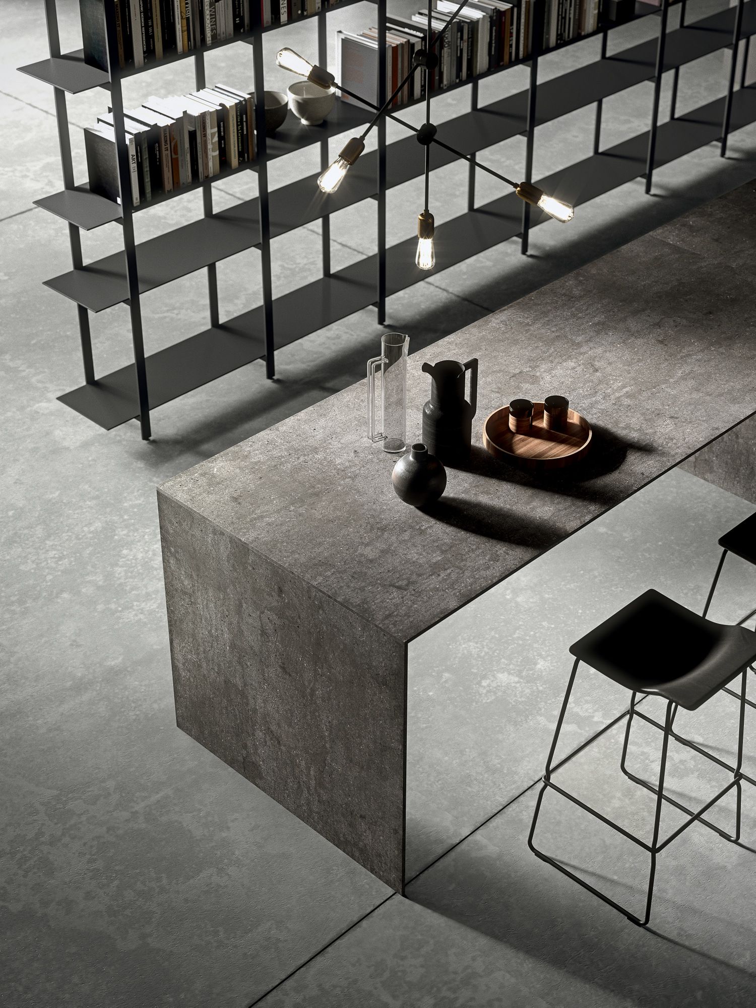 Линейная кухня из керамогранита с островом MODULNOVA Frame ARCH-00013551 - Вид №4