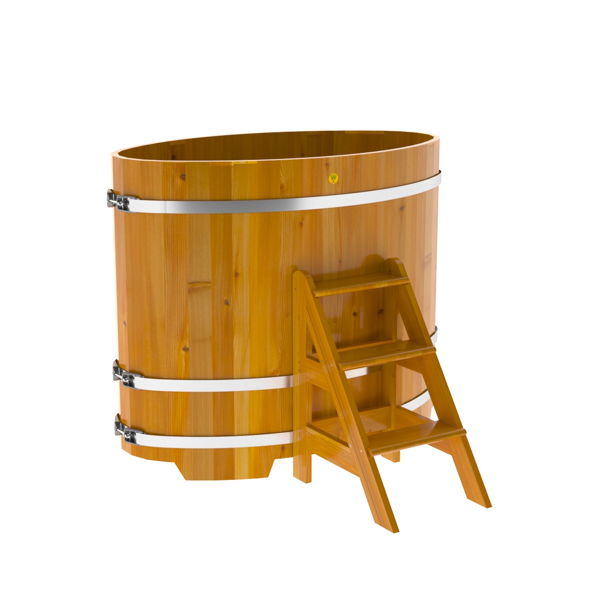 2266 Купель овальная из лиственницы Рустик 0,80х1,42х1,2 натуральная Alyarus  - Вид №1