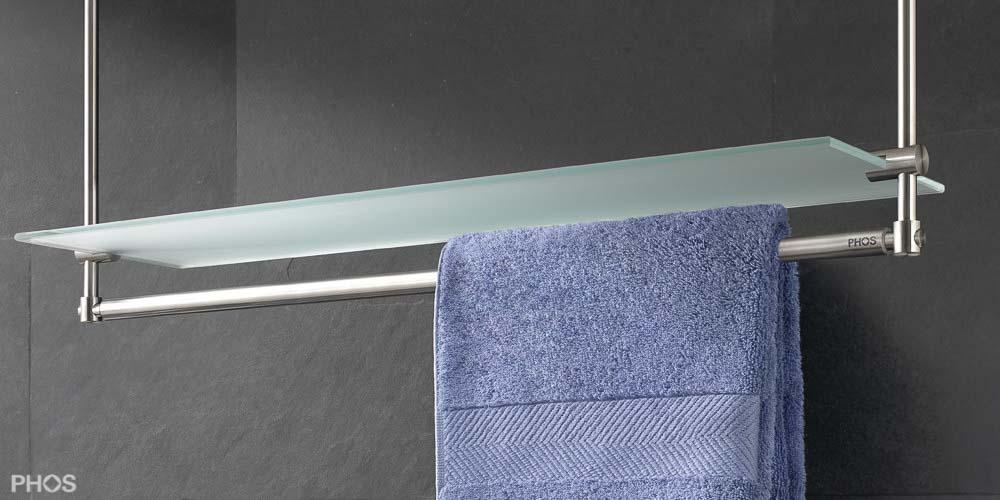 T0G-B Полотенцесушитель с полотенцесушителем и стеклянной полкой, потолочный монтаж PHOS  - Вид №1