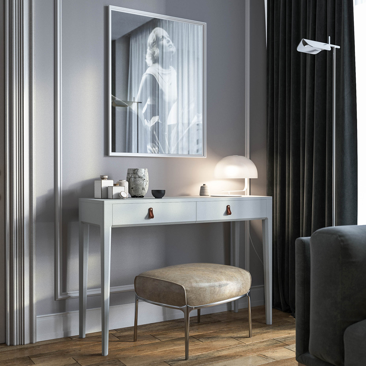 Туалетный столик с ящиками оливковый Case THE IDEA  210507 Зеленый  - Вид №3