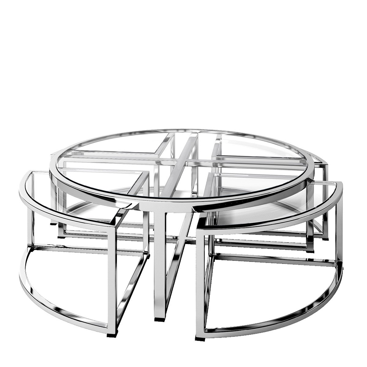 Журнальный столик со стеклянной столешницей 95х95 хром Majestic DELIGHT COLLECTION  00-3882220 Прозрачный;хром  - Вид №1