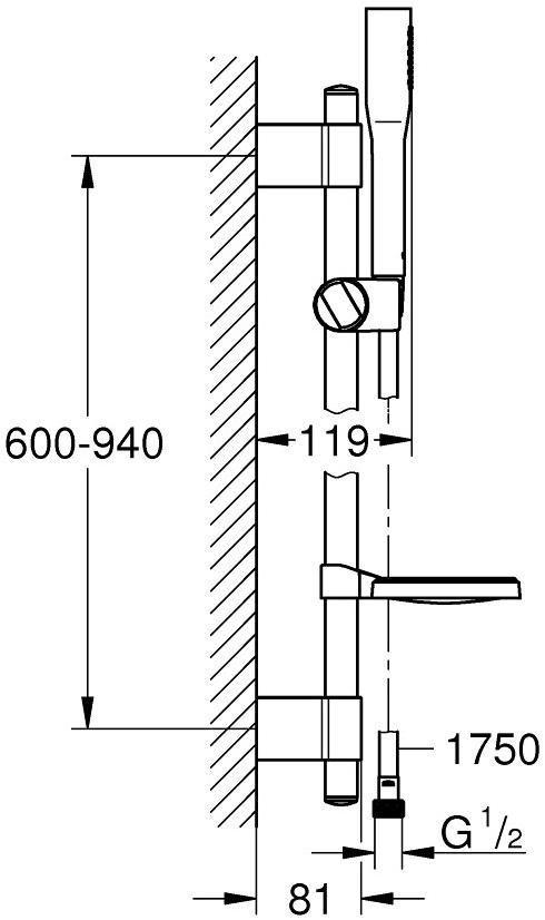 Душевой гарнитур с полочкой GROHE Euphoria Cosmopolitan, хром (27368000) - Вид №1