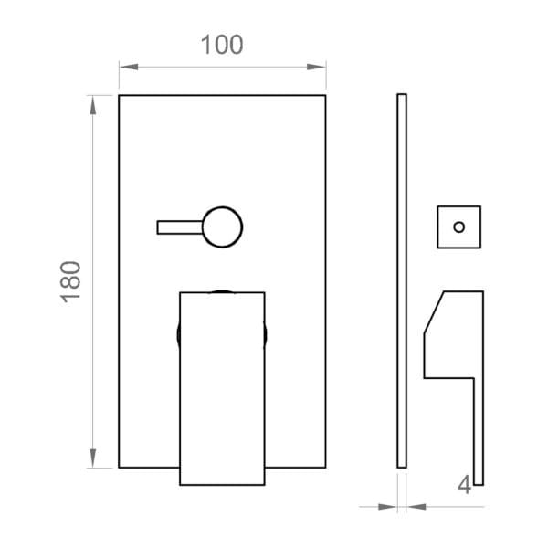Встраиваемый смеситель для душа с пластиной Ercos Италия R ARCH-00014394 - Вид №1