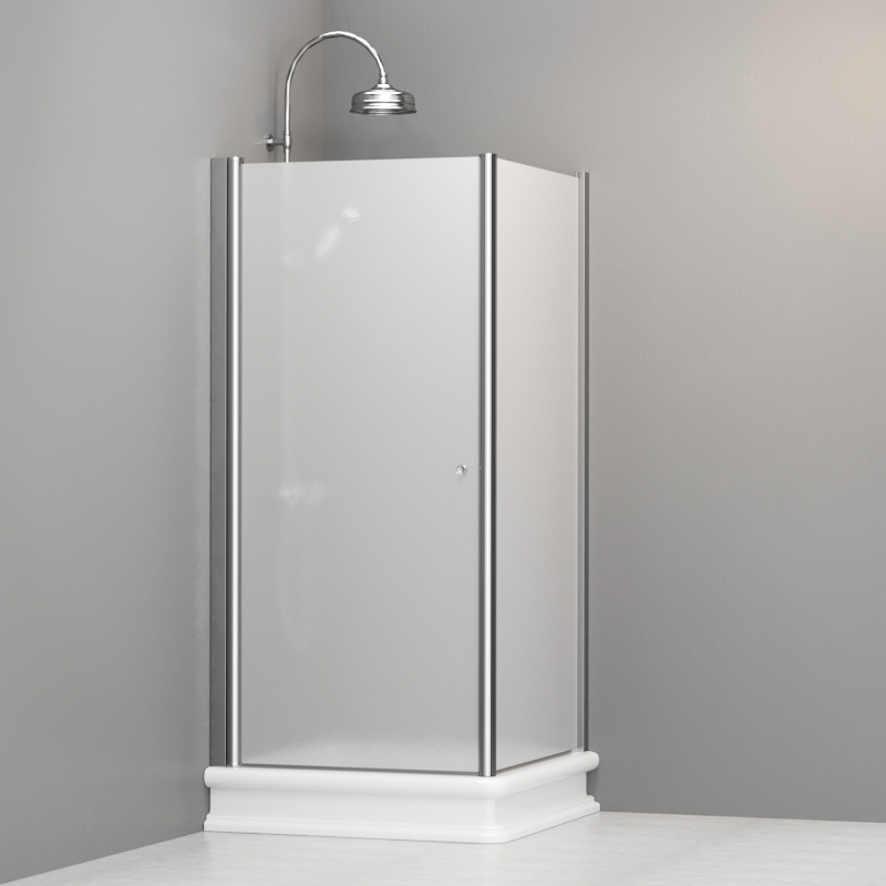 9146S0 Душевая кабина DX с распашной дверью и фиксированной боковой частью для душевого поддона квадрат 90x90, цвет Хромированный Kerasan RETRO Италия 