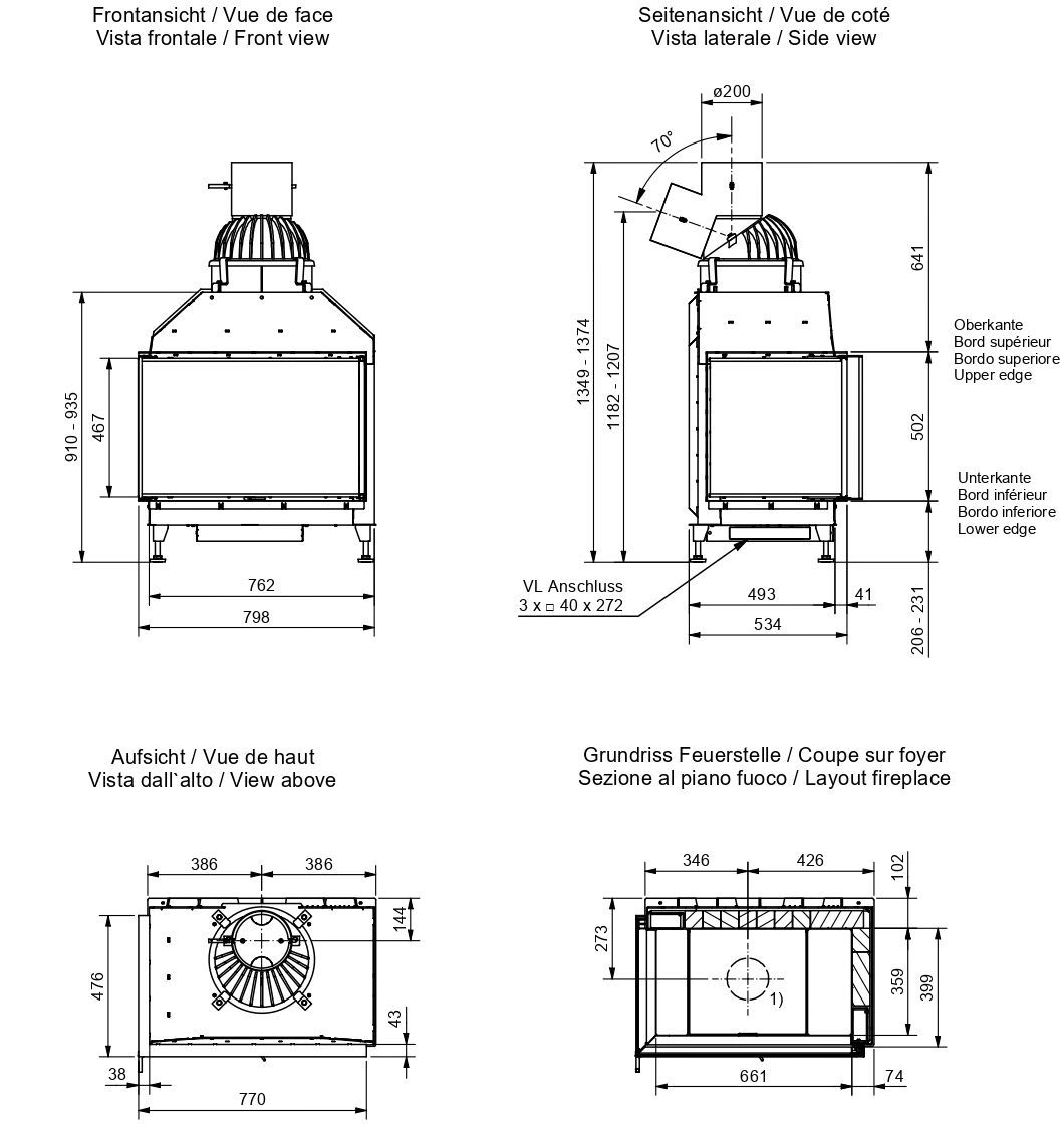 Стальной дровяной угловой камин RÜEGG K ARCH-00056416 - Вид №2