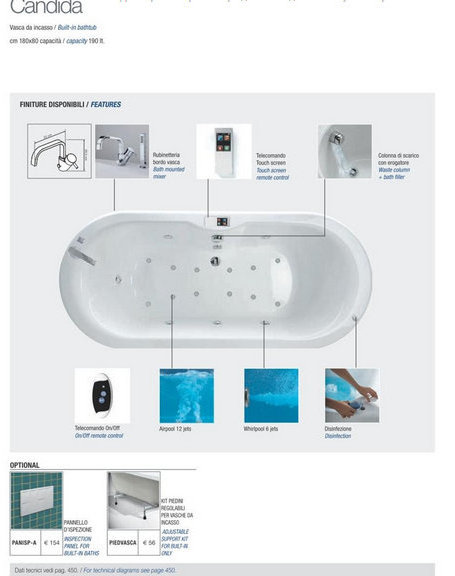 CAN-A0K Ванна CANDIDA Novellini VERSIONE GIDRO на каркасе 39282 - Вид №1