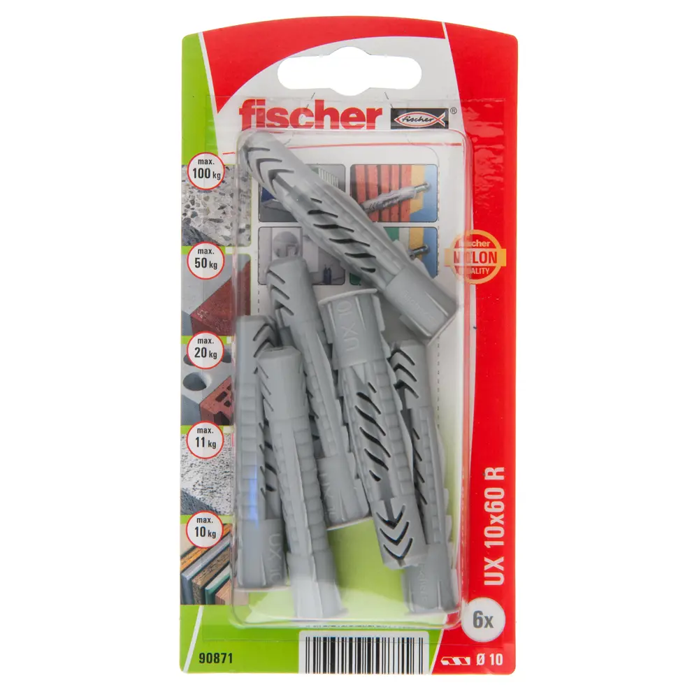 Дюбель универсальный Fischer UX с кромкой 10x60 мм нейлон 6 шт STLM-2192932 - Вид №1