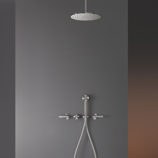 Настенный термостатический набор смеситель для душа ванной / душем с двойной ручкой и круглым ручным душем диаметр 70 мм  LTZ31 CEADESIGN  - Вид №3