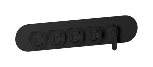 Комплект наружных частей термостата на 4 потребителей - горизонтальная овальная панель с ручками Bold WE ARE IB eua422npnb1 Matt Black Aqua