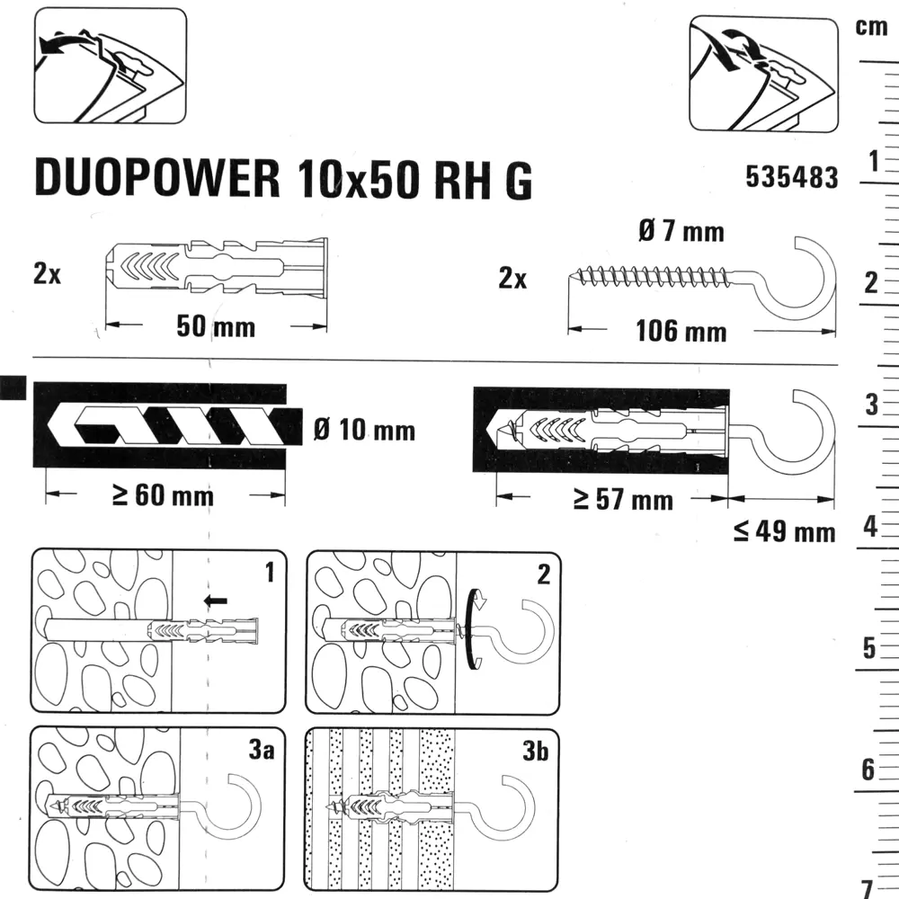 Дюбель универсальный DuoPower 10x50 мм, крюк-полукольцо, 2 шт. 81933204 STLM-2059689 FISCHER  - Вид №3