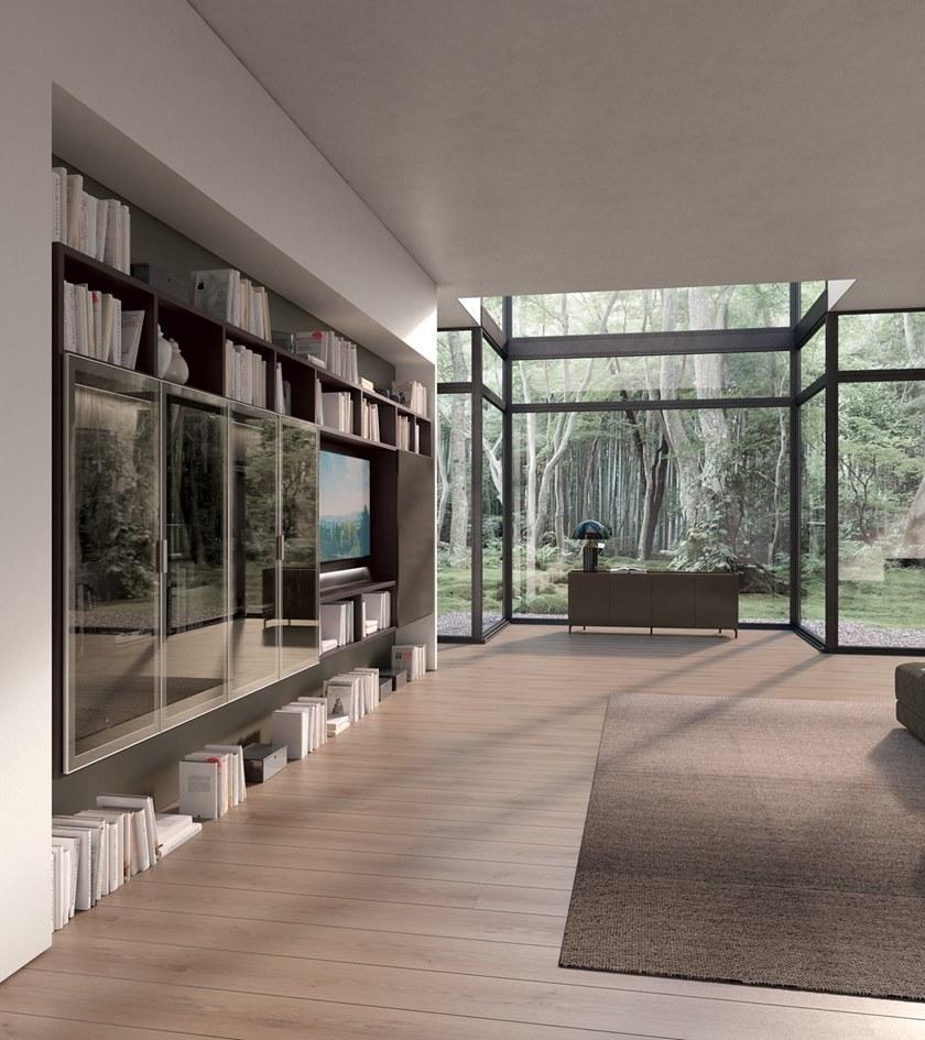 Febal Casa Подвесной книжный шкаф из меламина с подставкой под телевизор sun-id-1495584 - Вид №2