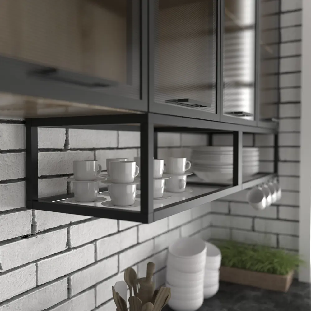 Полка-каркас для кухни 22х35х40 см, алюминий/стекло 82044509 STLM-2150604 DELINIA  - Вид №4