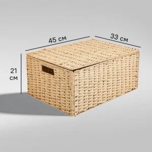 Корзина с крышкой для хранения 45x21x33 см бумага цвет бежевый 89344341 STLM-2198218