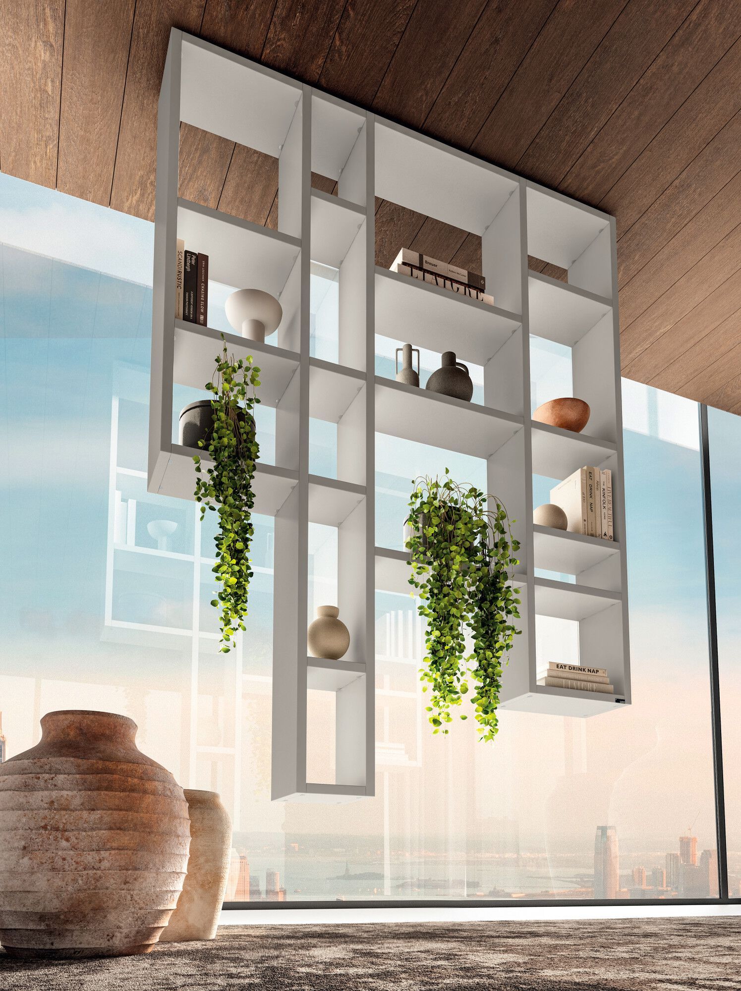 Деревянный потолочный подвесной книжный шкаф Lago 30MM WEIGHTLESS - 2734 ARCH-00112711 - Вид №2