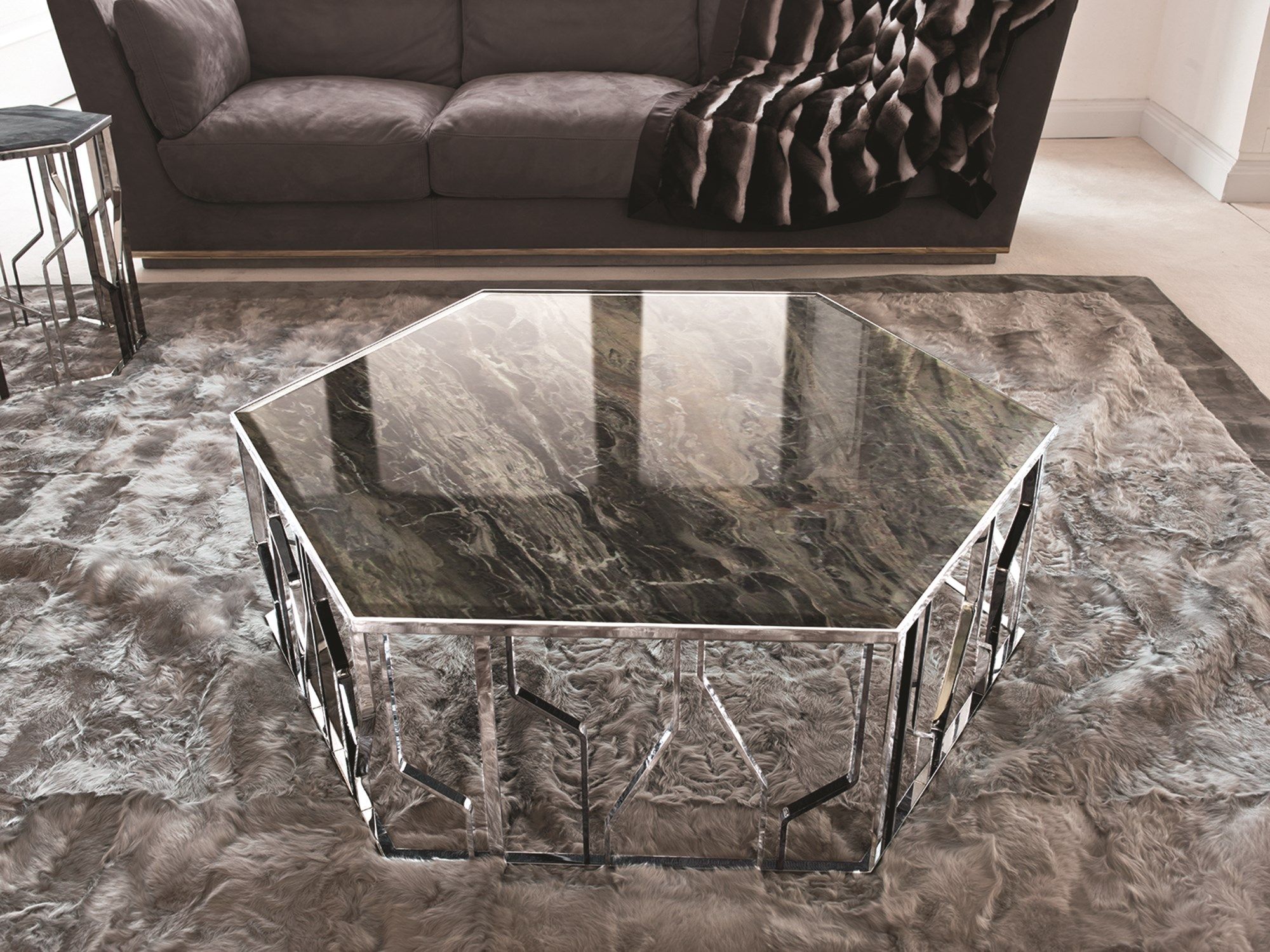 Мраморный шестиугольный журнальный столик Longhi Loveluxe ARCH-00060295 - Вид №1