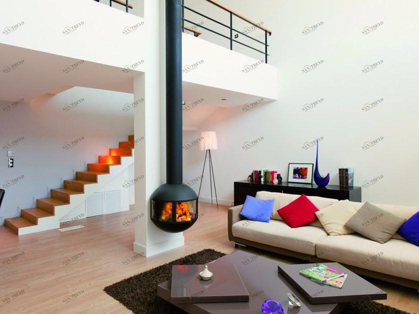 Focus creation Настенный стальной камин с панорамным остеклением Edofocus sun-id-1471999