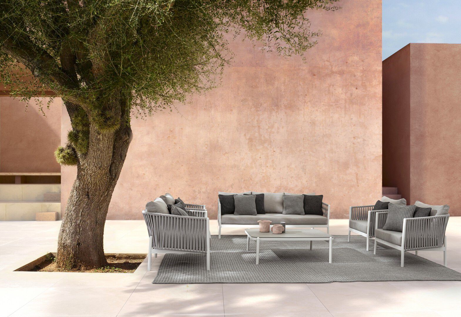 Алюминиевый и стеклянный прямоугольный низкий садовый столик BIZZOTTO Florencia ARCH-00039302 - Вид №16