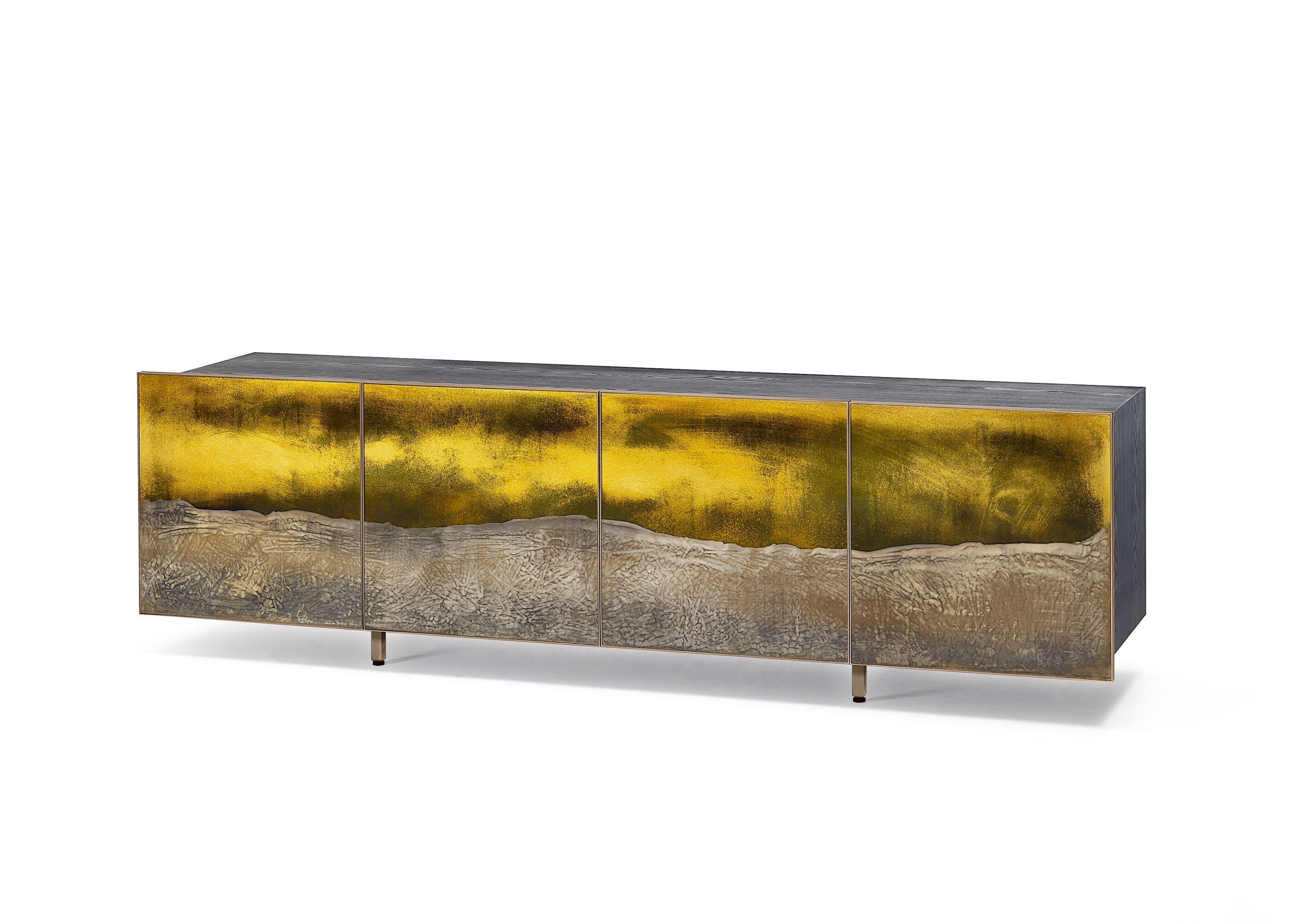 Деревянный шкаф с распашными дверями, покрытыми стеклом ARTE VENEZIANA итальянские пейзажи ARCH-00143365 - Вид №1