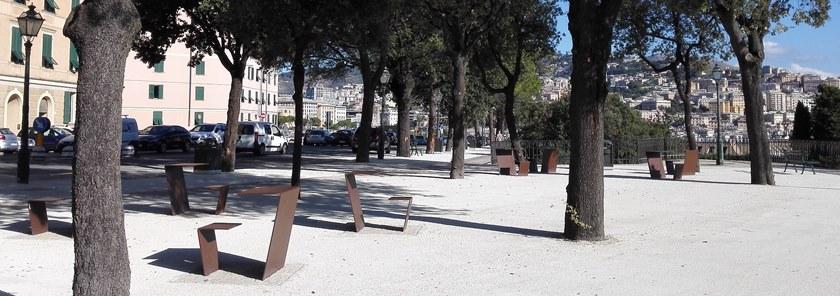 Euroform W Высокий стол из стали для общественных мест со встроенными стульями Info point sun-id-1377348 - Вид №2