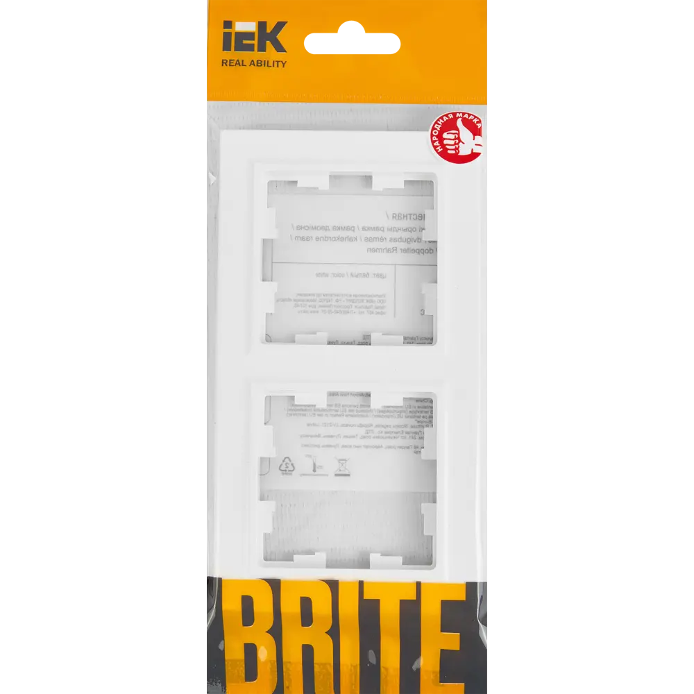 Рамка IEK Brite для розеток и выключателей - 2 модуля, белый глянец 87761294 STLM-1101656 - Вид №3