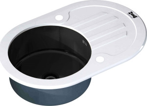 Мойка кухонная ZorG Inox Glass GL-7851-OV-WHITE-GRAFIT из нержавеющей стали и стекла, графит/белый