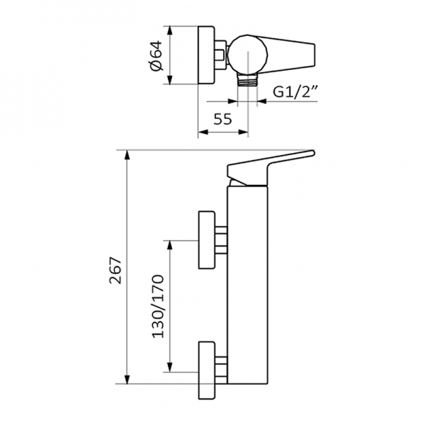 44328440 BASIC Смеситель для душа Хром GRB MIXERS  - Вид №1