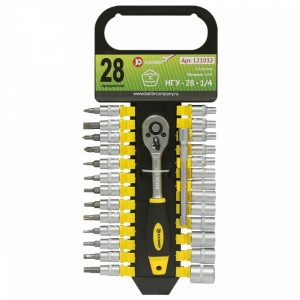 75598 Калибр Набор головок универсальных с ключом-трещоткой НГУ-28-1/4 