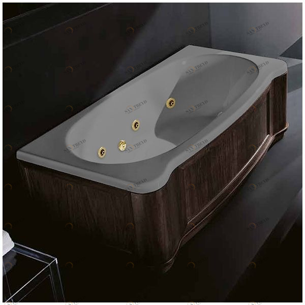 Ванна Gruppo treesse New Classic Young STD-V6747-DX-WV-SEZ серая с золотой фурнитурой и гидромассажем прямоугольная правая деревянная панель венге STDV6747DXWVSEZ