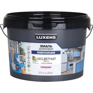 Универсальная эмаль Luxens прозрачная глянцевая для дерева и металла 2,5 кг 89351930