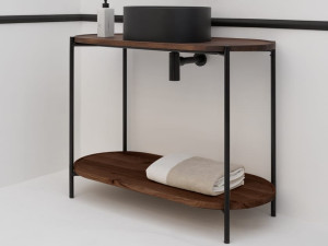 Напольная раковина из нержавеющей стали и дерева